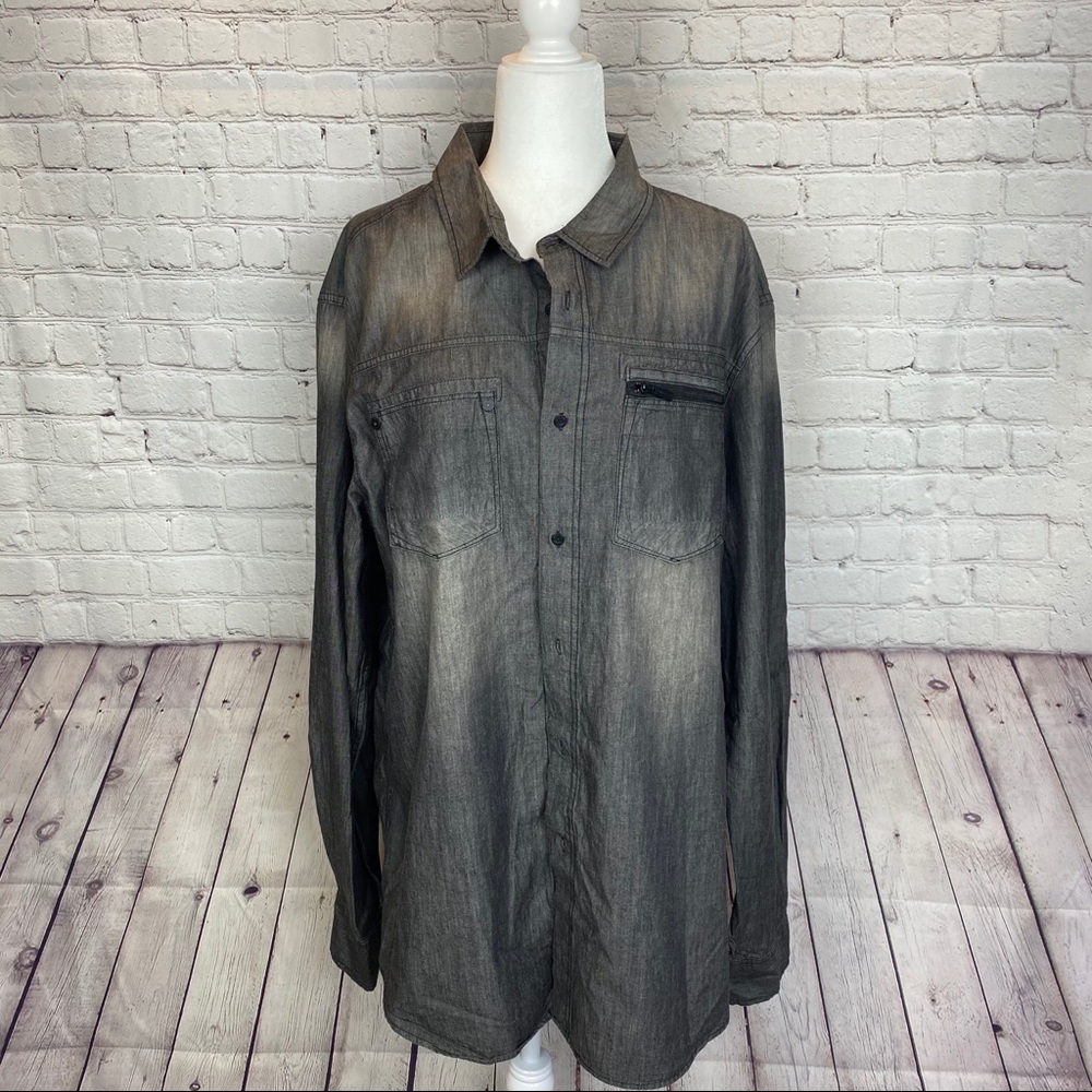 Sean John Chambray Long Sleeve Button Up Shirt